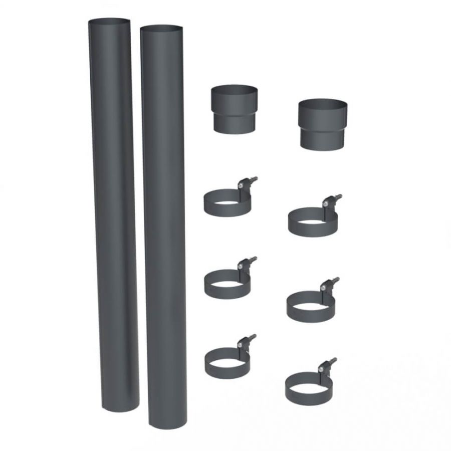 Galeco Steel Round Socket Downpipe Kit Graphite Grey - 87mm Diameter