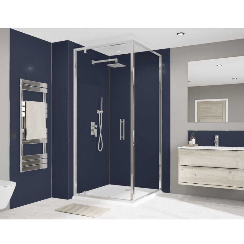 Wetwall Bathroom Wall Panel - 2440mm x 600mm x 4mm - Deepsea Blue / Smoked Rose