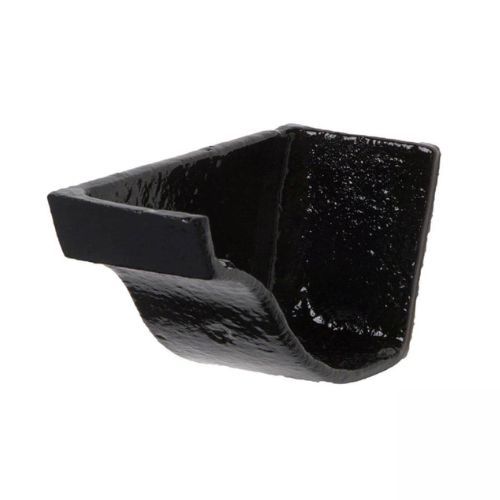 Cast Iron Ogee Gutter Left Hand Internal Stopend - 100mm Black