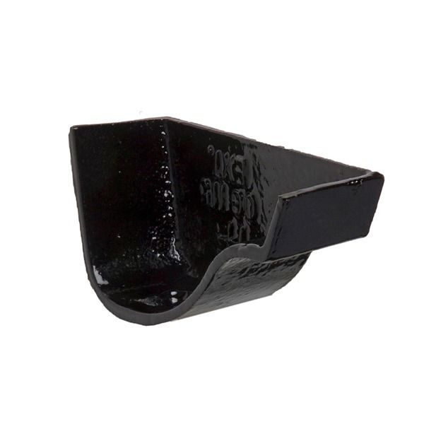 Cast Iron Ogee Gutter Right Hand External Stopend - 115mm Black