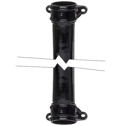 Cast Iron Round Eared Downpipe - Socket Both Ends - 75mm x 1829mm Black