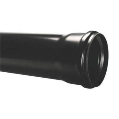 FloPlast Industrial/ Xtraflo Downpipe Single Socket - 110mm x 1mtr Black