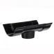 Cast Iron Beaded Half Round Gutter Running Outlet - 115mm for 65mm Downpipe Black