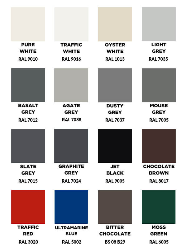 Standard Painted Colours For Aluminium Gutters